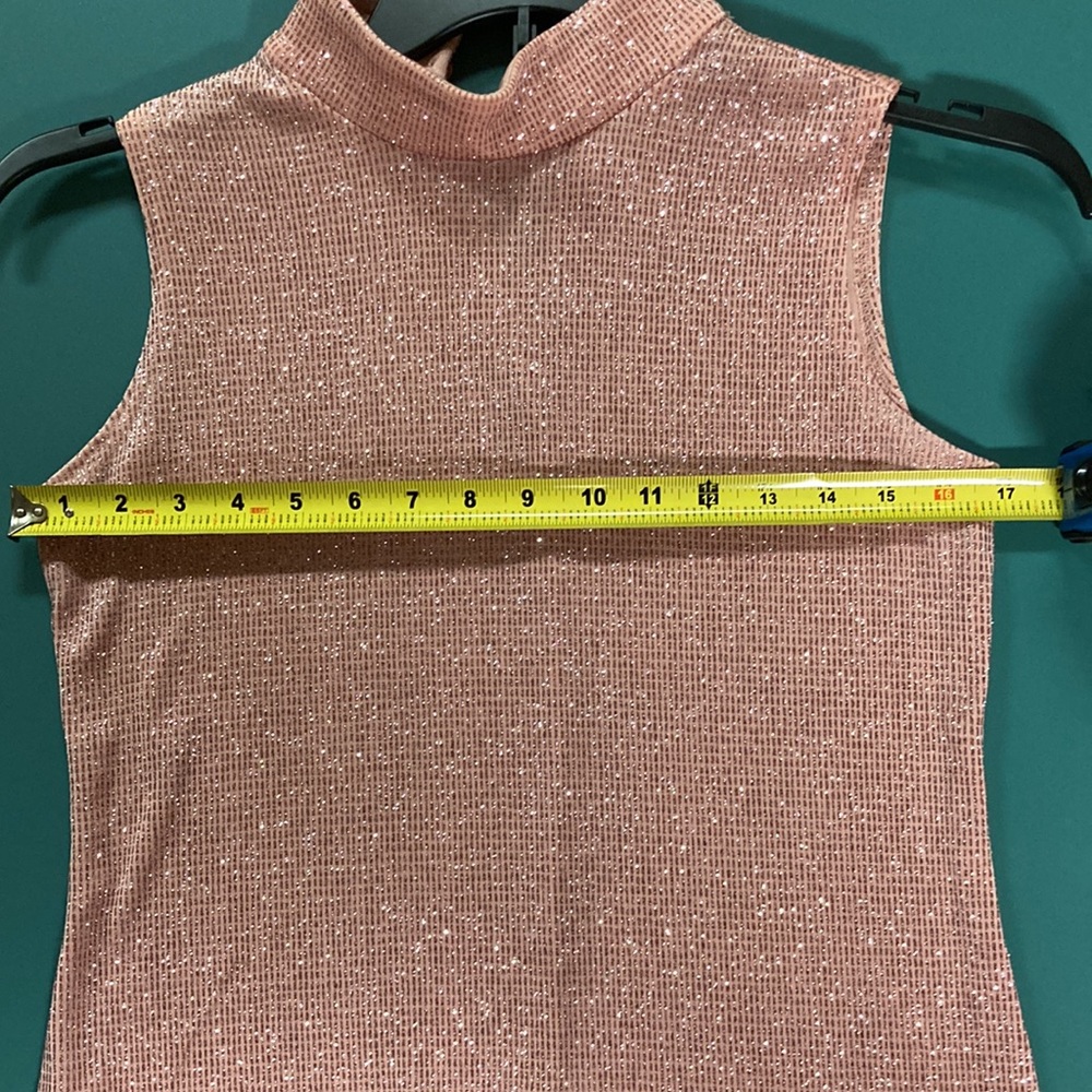Pink, sleeveless top with a lot of sparkle. - Picture 6 of 7